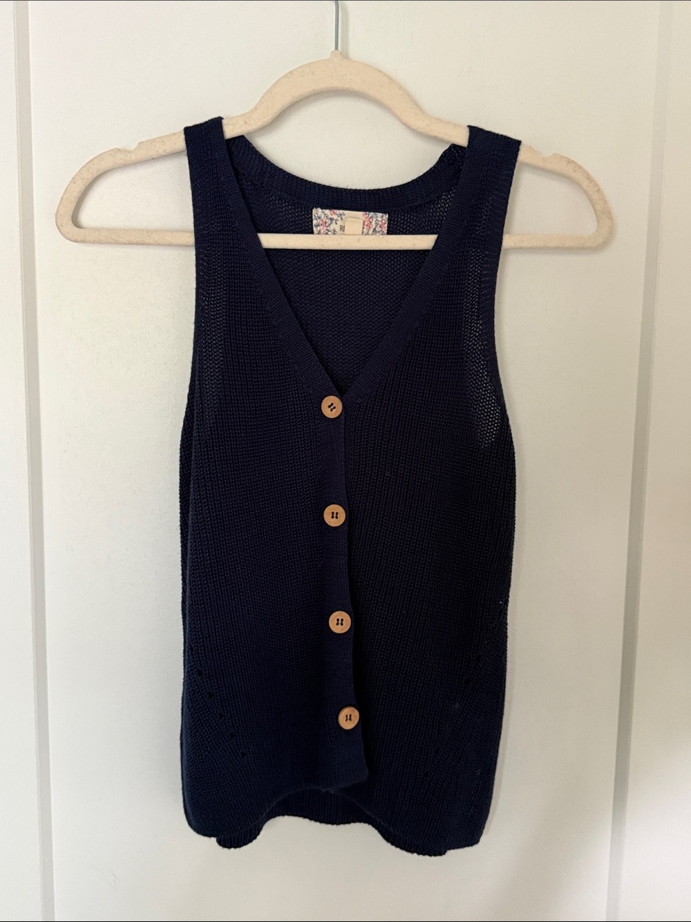 Pink Republic Navy Knit Button-Front Tank